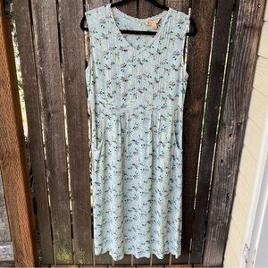 April Cornell Light Blue Floral Midi Dress